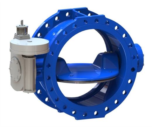 Затвор дисковый AVK с двойным эксцентриком серия 756/102-IS3 PN25 DN700 с интегрированным седлом, редуктор (IP67) с ISO-фланцем 