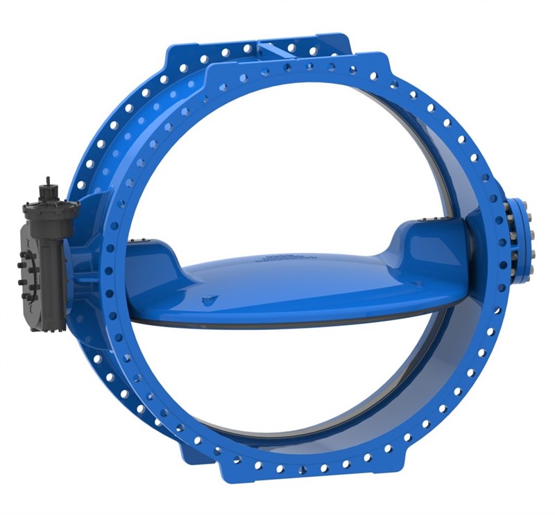 Затвор дисковый AVK с двойным эксцентриком серия 756/102-IS2 PN10 DN700 с седлом из нержавеющей стали, редуктор (IP67) с ISO-фланцем