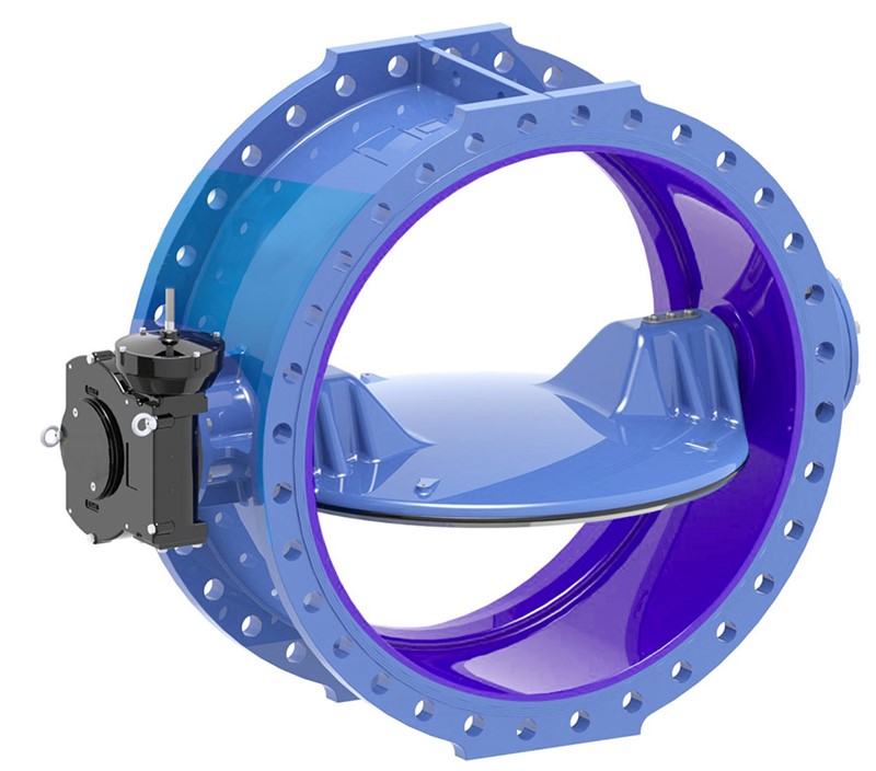 Затвор дисковый AVK с двойным эксцентриком серия 756/106-691 PN10 DN700 с интегрированным седлом, внутреннее эмалевое покрытие, редуктор (IP68)