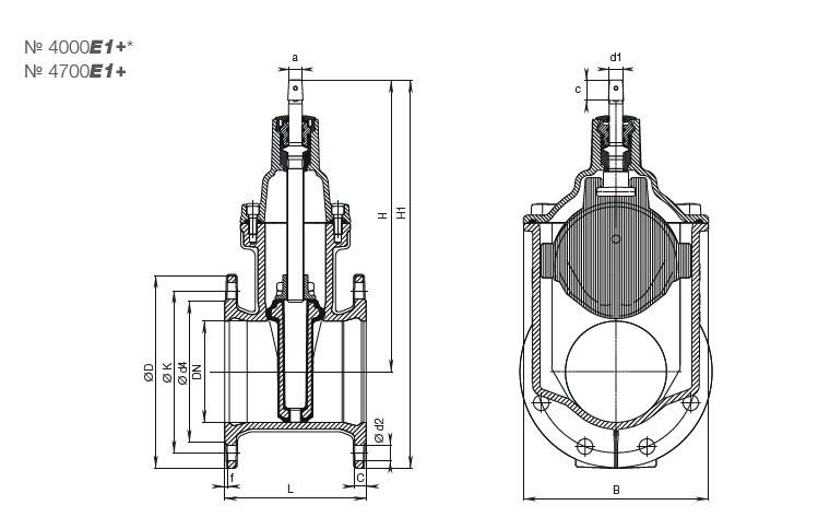 Задвижка HAWLE 4000e1+
